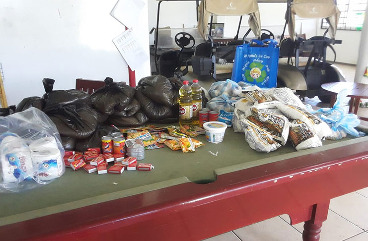 Some items which formed part of the hampers that were distributed throughout the community of Lusignan.