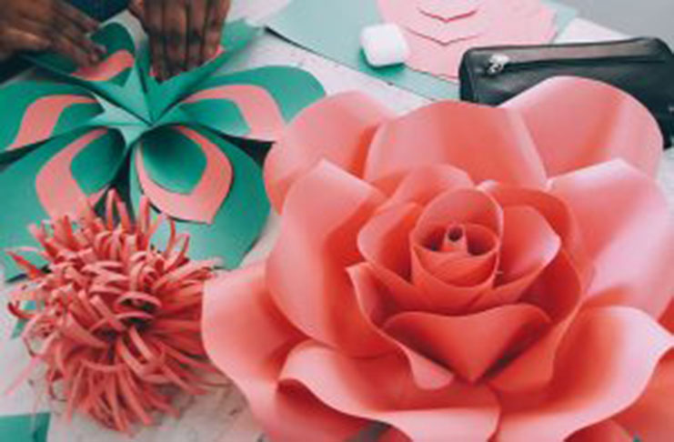 A giant paper flower created by one of Travell Blackman’s students during the virtual workshop