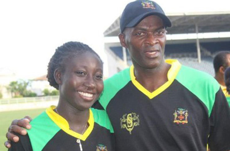 Late Jamaica women’s coach Cleon Smith (right) with Jamaica and West Indies captain Stafanie Taylor.