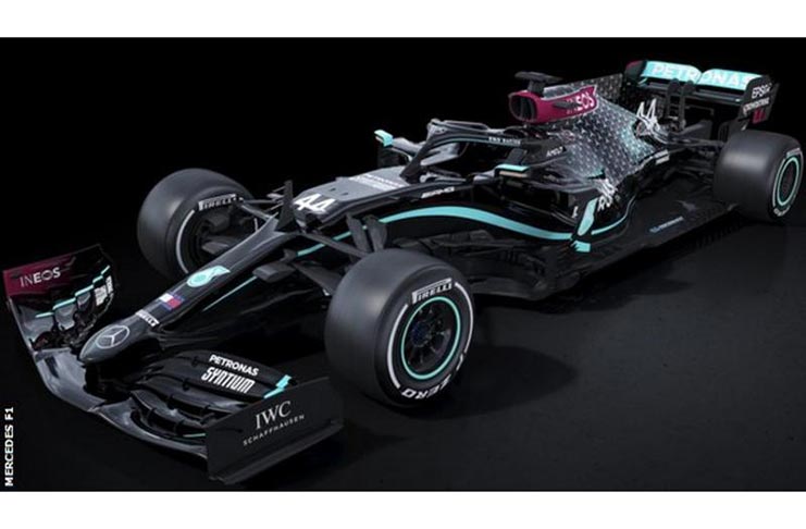 Mercedes will use the new black livery from the first grand prix of the delayed 2020 season in Austria this weekend.