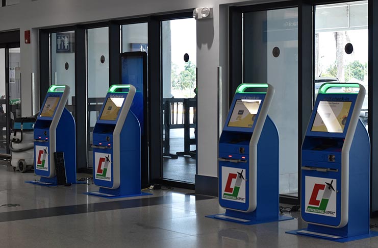 The self-check-in kiosks at the country’s main international airport