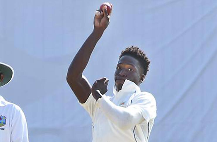 Chemar Holder bowls for Barbados Pride during a regional fourday match against Jamaica Scorpions at Sabina Park, in this January 2020 file photo. (Photo: Michael Gordon)