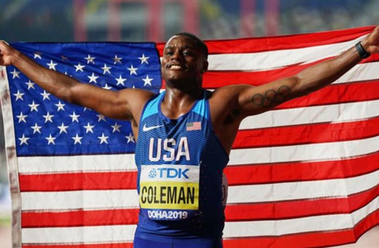 Christian Coleman won 100m gold at the World Championships in Doha in 2019.