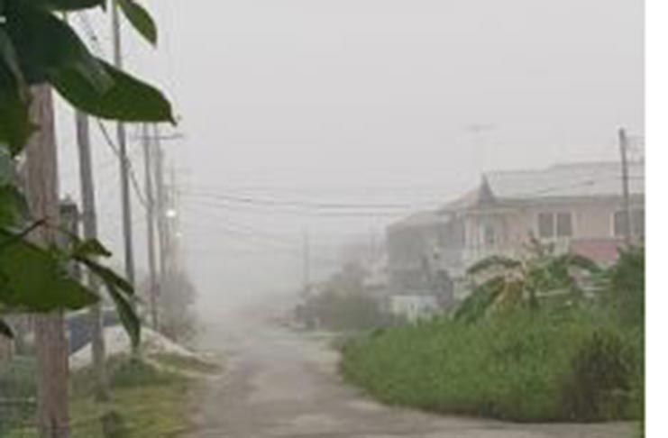 Scenes of the fog-like conditions at Diamond, East Bank Demerara (EBD)