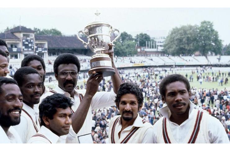 FLASHBACK: West Indies captain Sir Clive Lloyd proudly lifts the coveted World Cup trophy in 1975