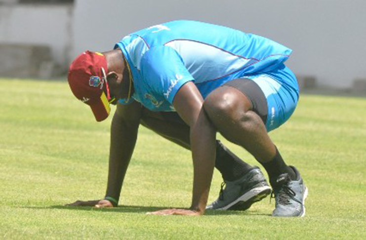 Test captain Jason Holder goes through his paces at Kensington Oval during a recent training session.