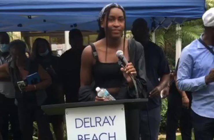 Gauff was speaking at a peaceful protest in Florida