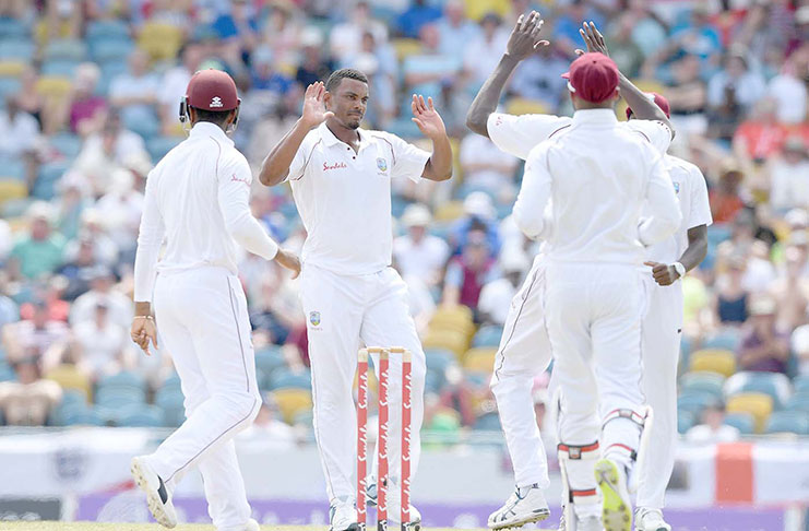 Shannon Gabriel celebrates the wicket of Jonny Bairstow. (Getty Images)