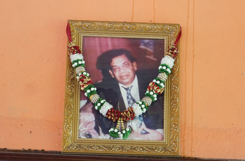 The photo of Ramkissoon Ramsaroop, the late founder of Shivita Business College, on the wall of the school (Carl Croker photos)