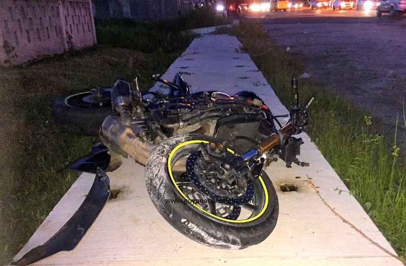 The motorcycle which was involved in the accident.