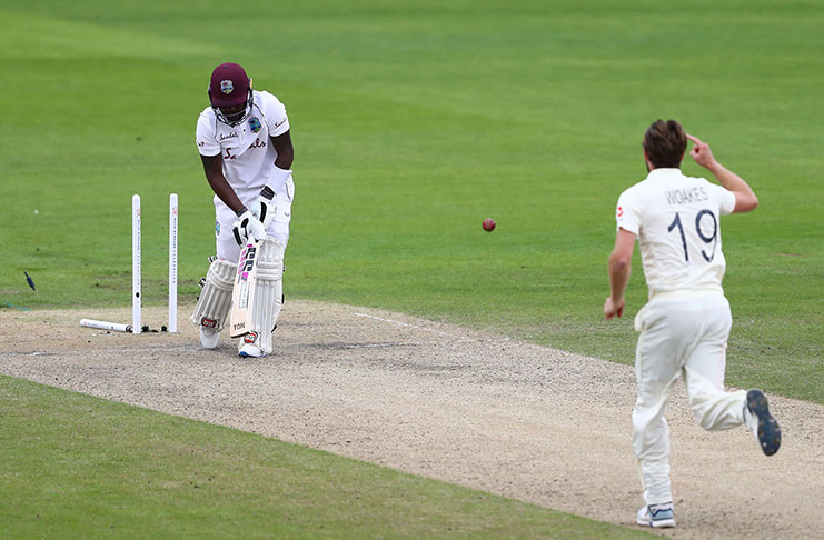 Jermaine Blackwood lost his middle stump in emphatic fashion © AFP