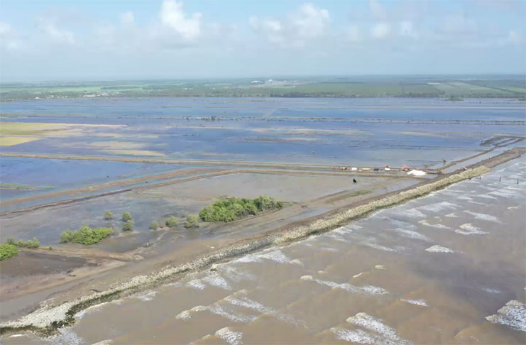 The Dantzig/Mahaicony area on the East Coast of Demerara (ECD) which has been plagued with overtopping and flooding (presentation screenshot)