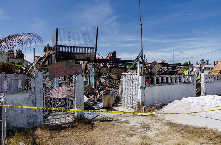 What’s left of the Sixth Street Cummings Lodge apartment building after the deadly blaze (Photo by Delano Williams)