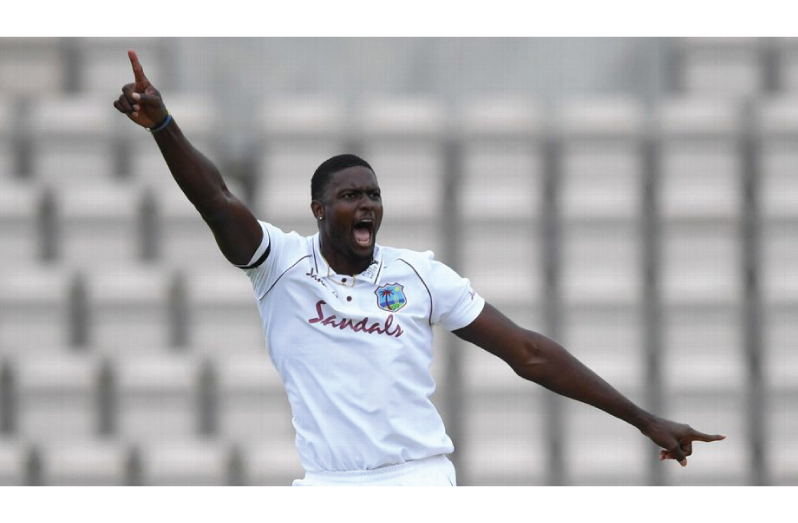 West Indies captain Jason Holder celebrates dismissing Ben Stokes on day two of the opening Test at the Ageas Bowl (Getty Images)