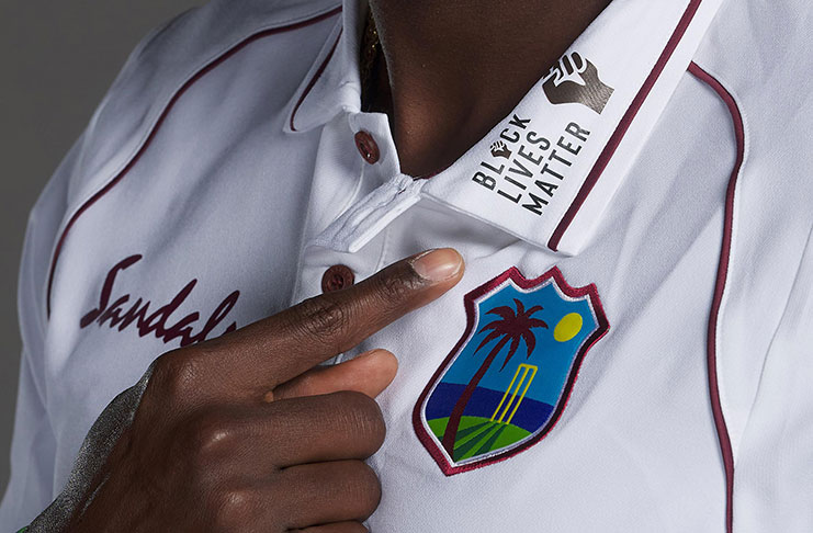 The Black Lives Matter logo on the Windies' Test shirt // Getty