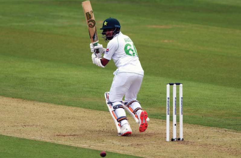 Pakistan's Azhar Ali   has so far  top scored for Pakistan  with an innings of 60.. Photograph: Stu Forster/Getty Images