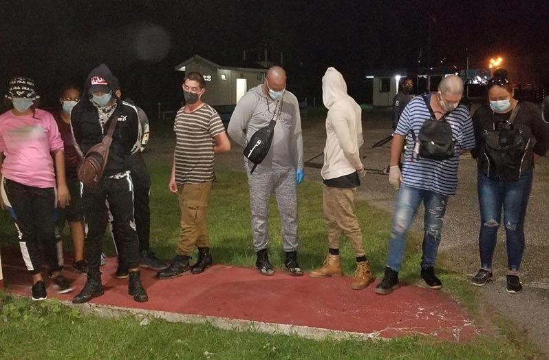 Some of the Cubans who were intercepted at the Berbice Bridge on Friday evening 