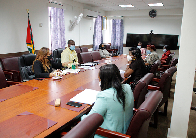 Newly appointed Minister of Education, Priya Manickchand meeting with key officials within the Ministry of Education