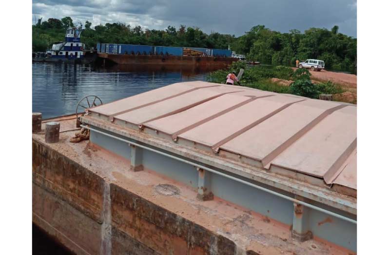 A barge with items that were being shipped from the RUSAL-owned BCGI Kurubuka Mines