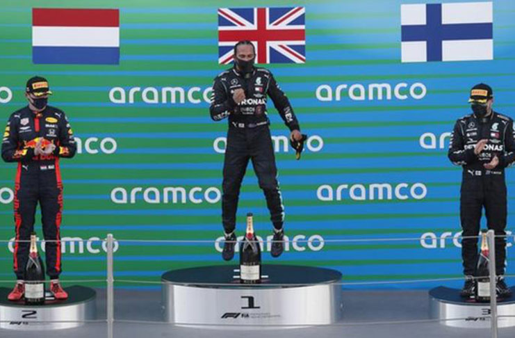 Record breaker: Hamilton now holds the record for the most podiums in Formula 1 history with 156 appearances