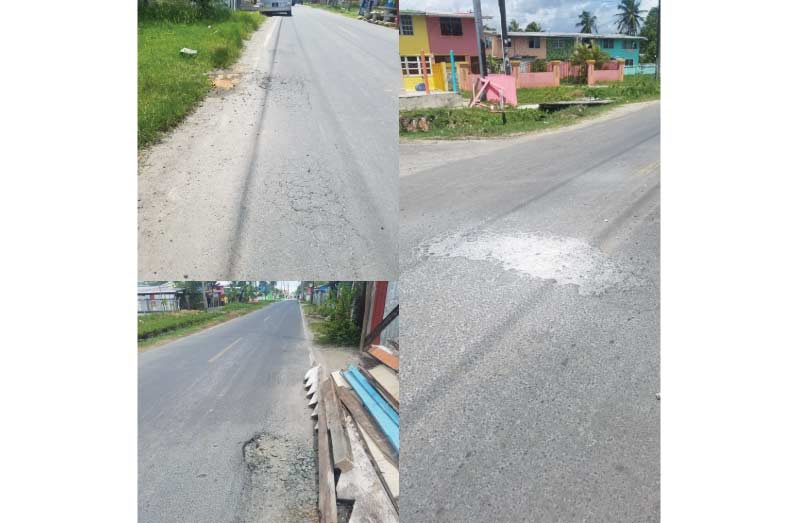 A few of the defective areas along the recently-rehabilitated ‘West Front Road’