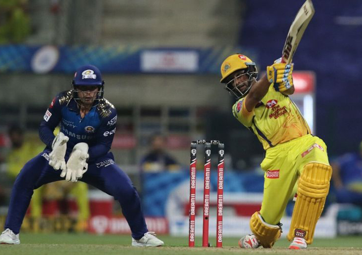Ambati Rayudu goes for the big one in his top score of 71 for CSK. (BCCI photo)