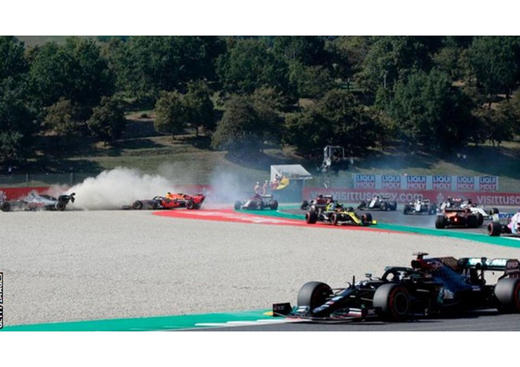 Romain Grosjean and Max Verstappen were two of the drivers who crashed out at the Tuscan Grand Prix.