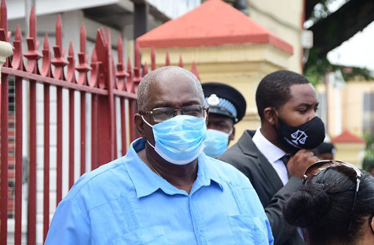 GECOM Chief Elections Officer (CEO), Mr. Keith Lowenfield leaving court on Friday  (Adrian Narine Photo)