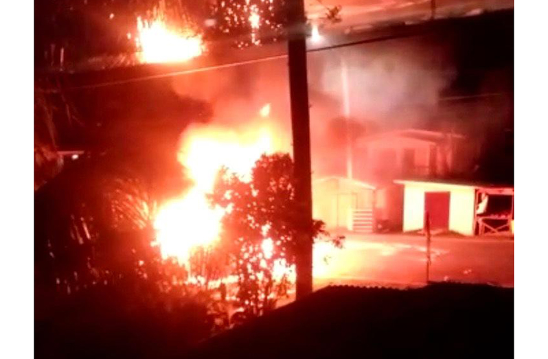 The barbershop owned by Kevin Pitham on fire