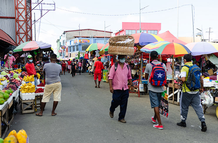 Citizens going about their daily errands at the Stabroek Market