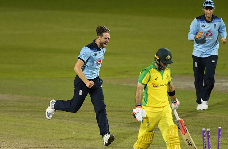 Chris Woakes bowled Glenn Maxwell to continue Australia's slide Getty Images
