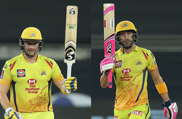 While Faf du Plessis scored an unbeaten 87, Shane Watson (left) remained not out on 83 as Chennai Super Kings beat Kings XI Punjab by ten wickets.