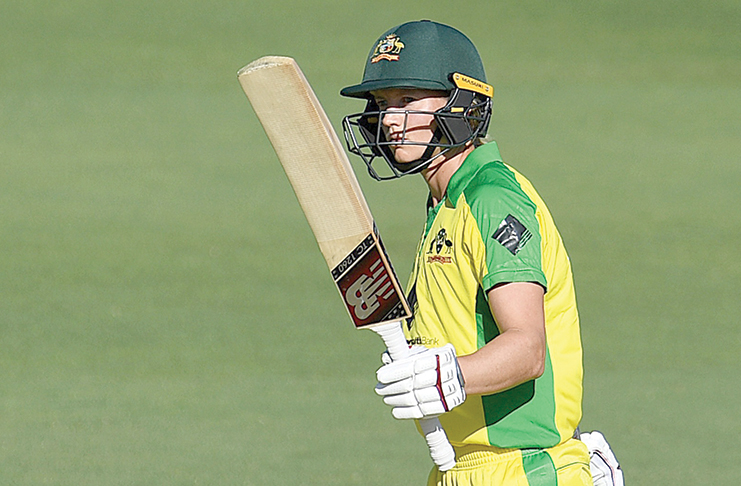 Meg Lanning of Australia celebrates victory and her century in the second game against New Zealand at Allan Border Field in Brisbane on Monday.   -  (Getty Images).