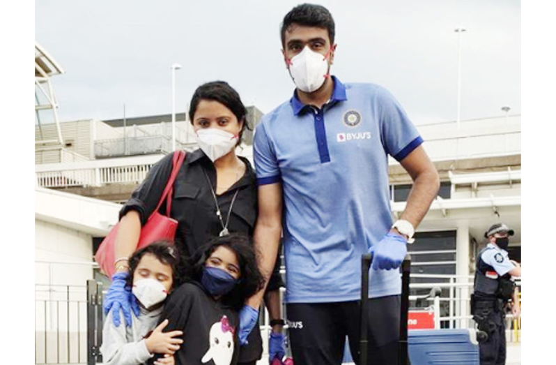 Ravichandran Ashwin arrived in Australia with wife Preeti Narayan and both daughters Adya and Akira (BBCI photo).