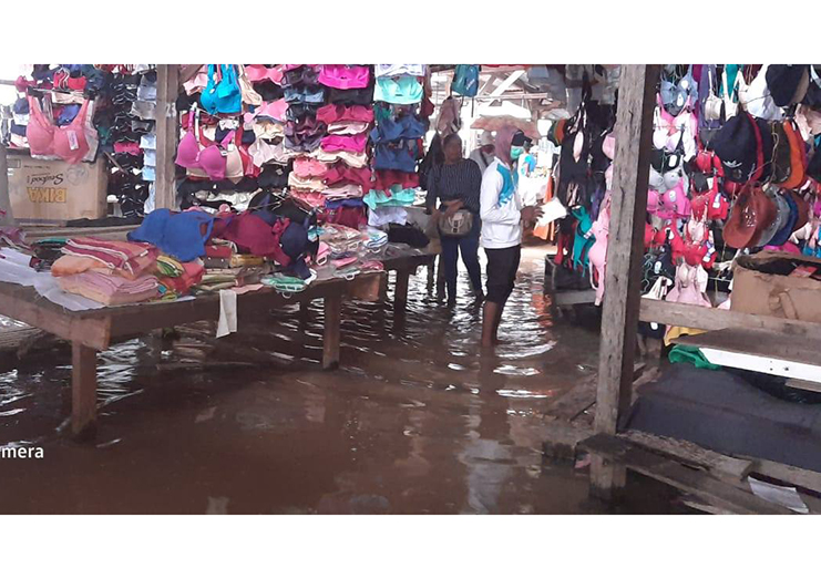 A section of the flooded market