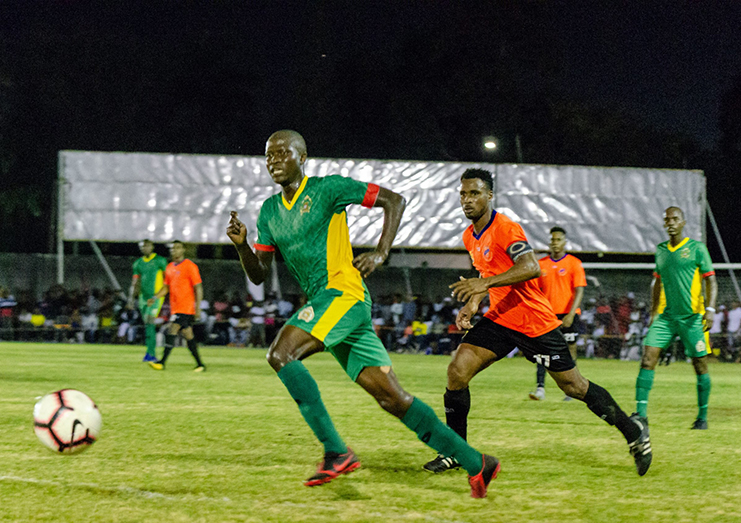 Action between GDF and Fruta Conquerors at the GFC ground.