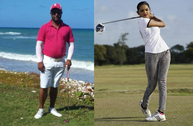 New GGA/Nexgen coaches - Reigning Guyana Open Golf champ Avinash Persaud and former Women's champion Dr Joaan Deo