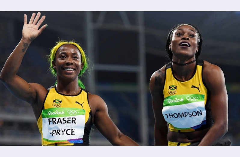 Elaine Thompson (right) and Shelly-Ann Fraser