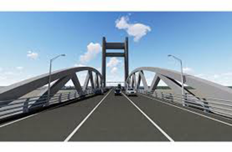 A replica of the what the new ‘fly over’ Demerara
Harbour Bridge is expected to look like