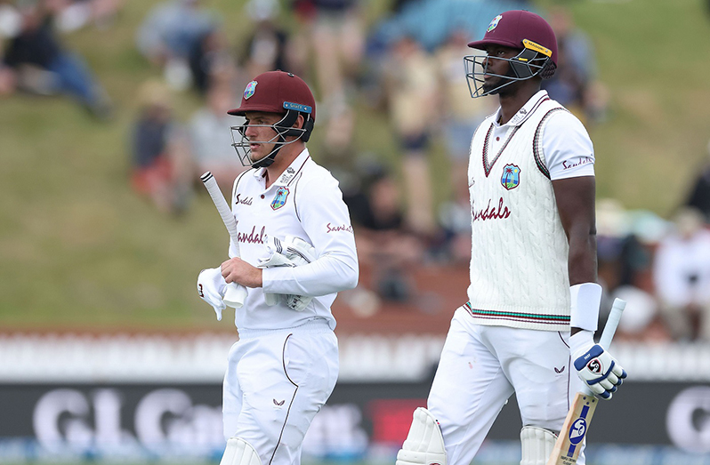 Joshua da Silva and Jason Holder leave the field. (Getty Images)