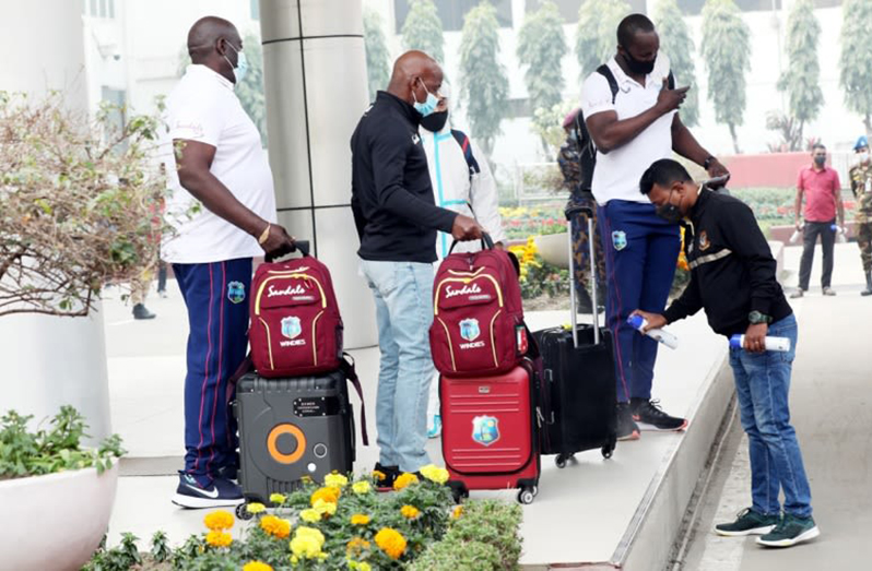 The West Indies contingent get their belongings sanitised in Dhaka  (BCB / Raton Gomes photo)