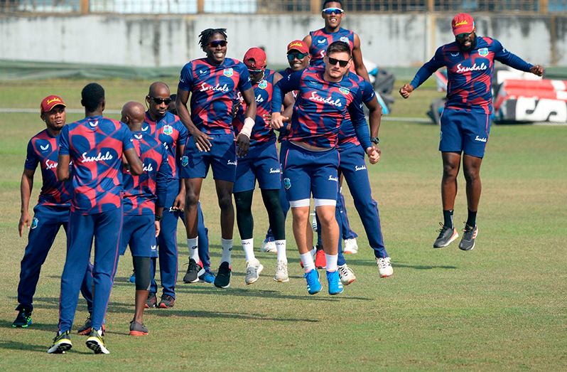 : The West Indies players take part in a drill, Bangladesh vs West Indies, Chittagong, January 24, 2021