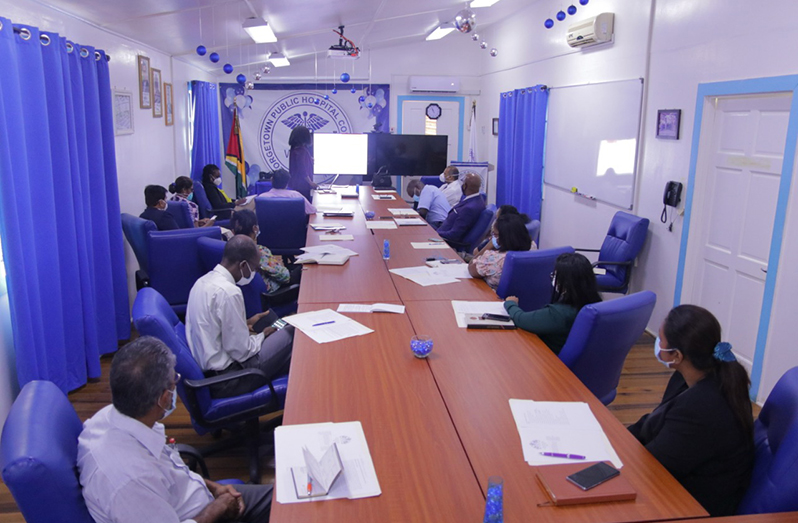 Members of the National Vaccines Task Force during their first meeting held at the Georgetown Public Hospital Corporation (GPHC)