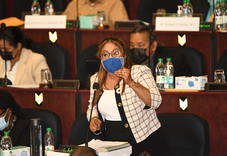 APNU+AFC Member of Parliament, Geeta Chandan-Edmond making her contribution to the debate on Budget 2021
