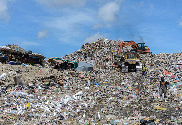 Operations on ‘Cell I’ at  the Haags Boshch Landfill site at Eccles, East Bank Demerara