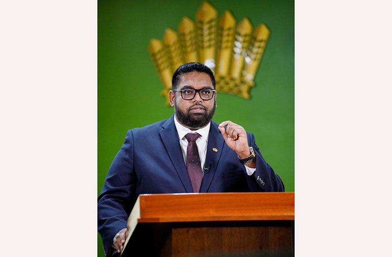 President, Dr. Irfaan Ali during his address to the nation on Wednesday night