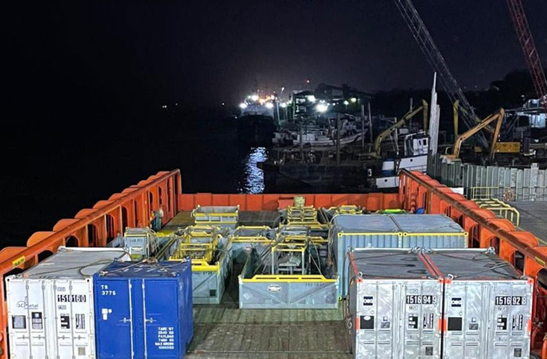 The flash gas compressor and other equipment that were returned for reinstallation on the Liza Destiny FPSO (Oil Now photo)