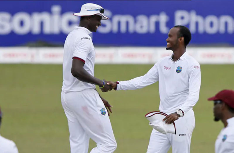 Jason Holder (left) and his replacement Test captain Kraigg Brathwaite