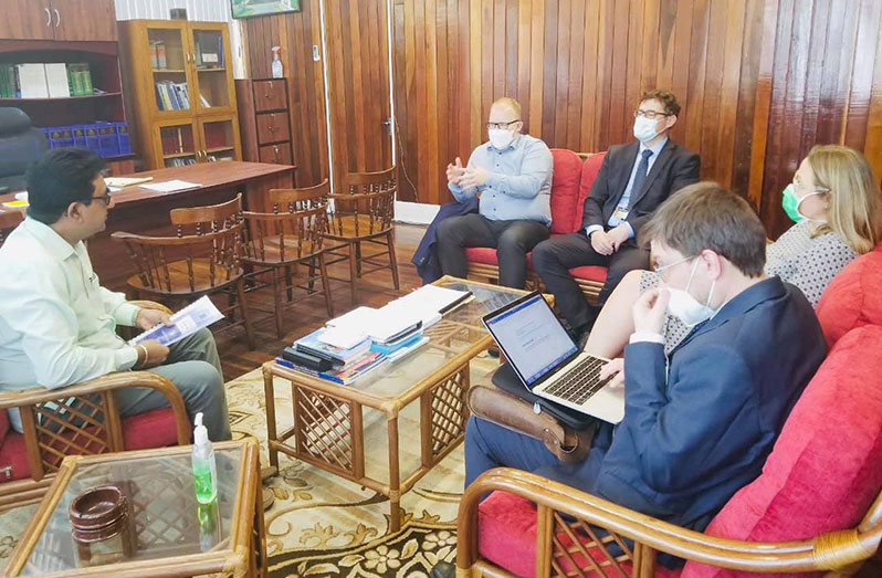 Attorney-General and Minister of Legal Affairs, Anil Nandlall, S.C. meeting with members of the delegation from the European Union (EU) Election Observer Mission at his Carmichael Street, North Cummingsburg, Georgetown office on Wednesday