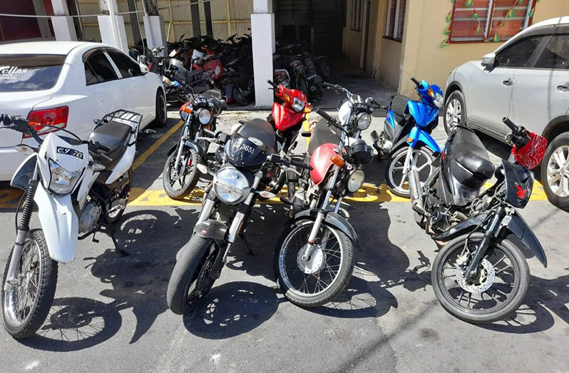 Some of the motorcycles seized by the police